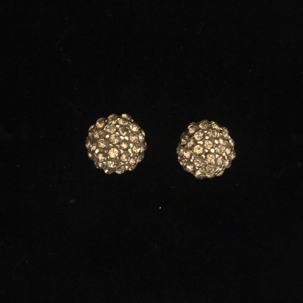 Gold CZ Earrings Round NEW